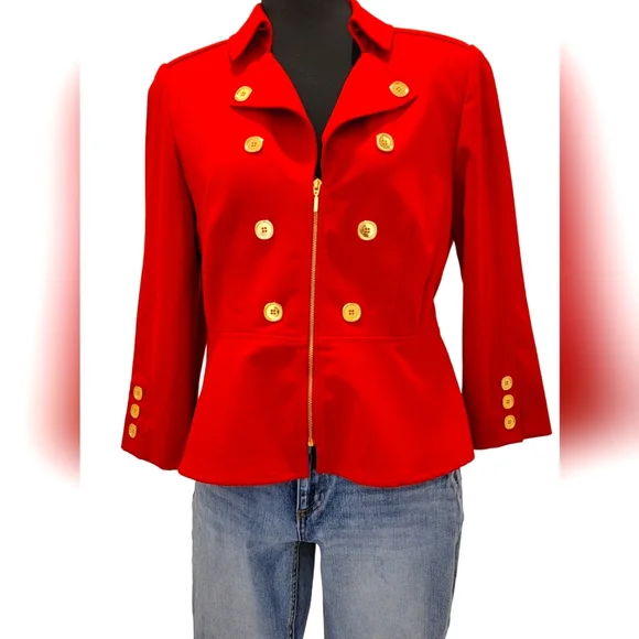Tahari Jackets Coats Tahari Gold Button Pelpum Blazer Poshmark